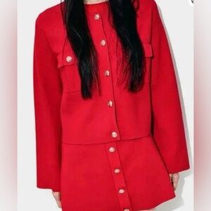 H&M Vibrant Red Cardigan with Gold Buttons